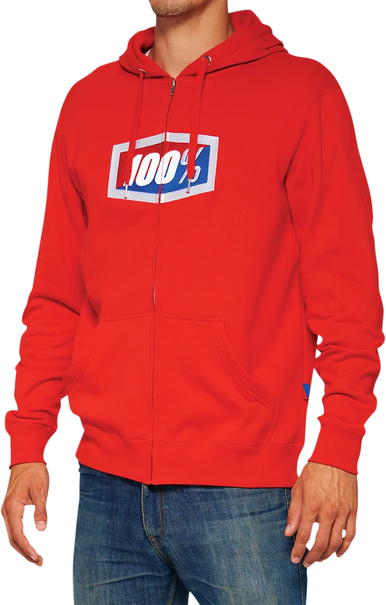 100% Official Fleece Zip-Up Hoodie - Red - Medium 20032-00016