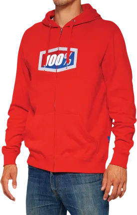 100% Official Fleece Zip-Up Hoodie - Red - Medium 20032-00016