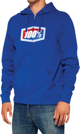 100% Official Fleece Zip-Up Hoodie - Royal - Large 20032-00022