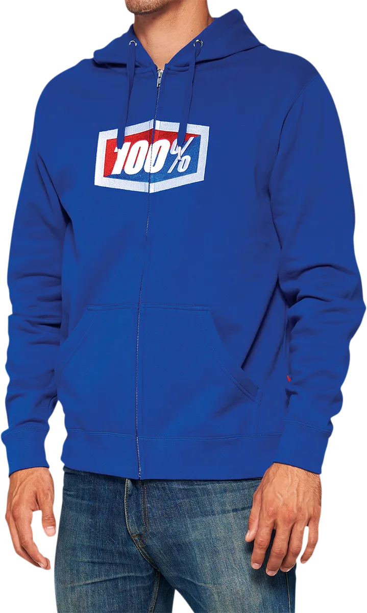100% Official Fleece Zip-Up Hoodie - Royal - Large 20032-00022