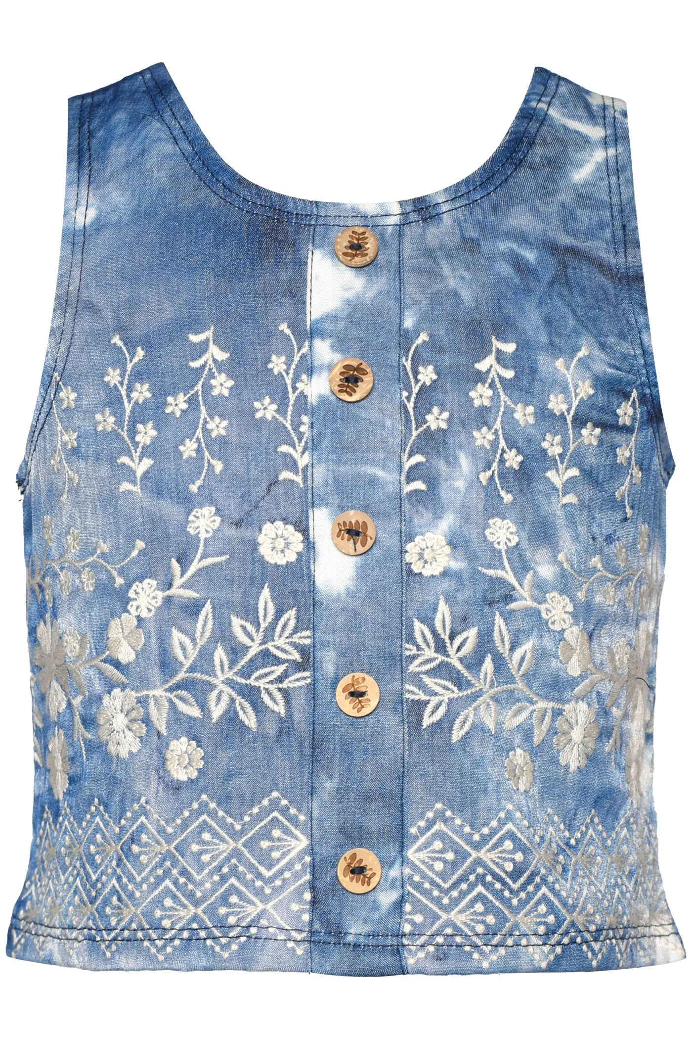 2 Pc Blue Multi Embroidered Mini Skirt Set