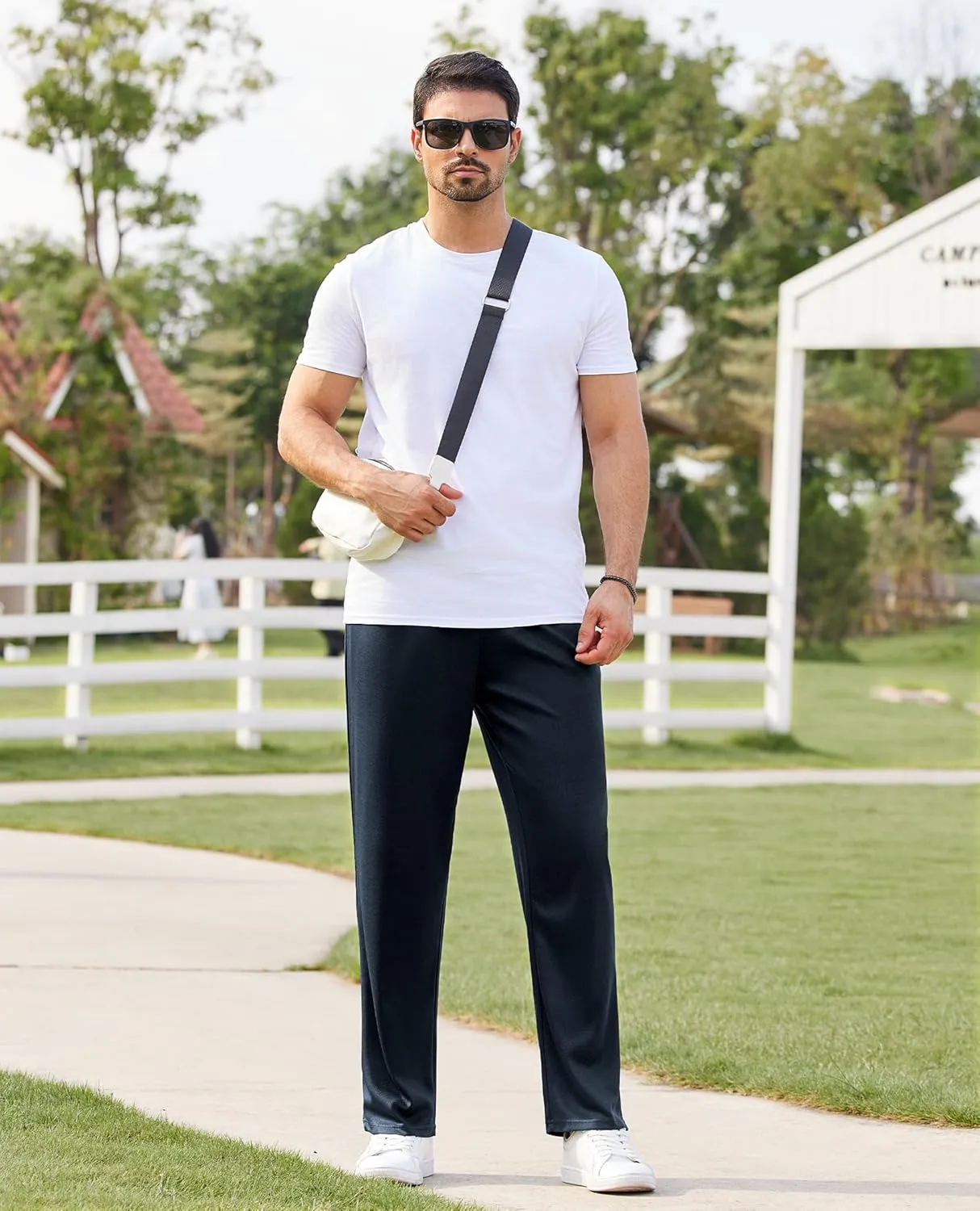 Alimens & Gentle Mens Sweatpants Casual Open Bottom Sweat Pants for Men Drawstring Workout Pants with Pockets