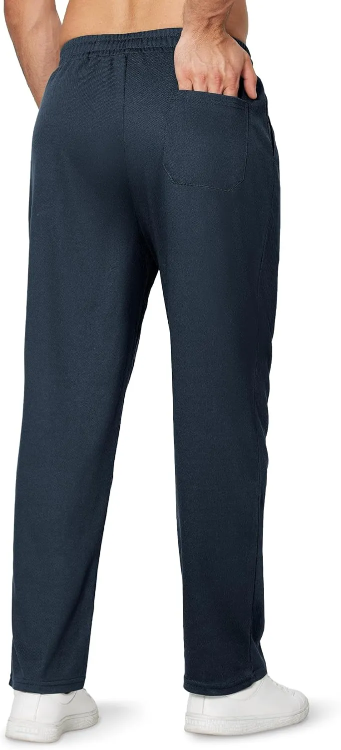 Alimens & Gentle Mens Sweatpants Casual Open Bottom Sweat Pants for Men Drawstring Workout Pants with Pockets
