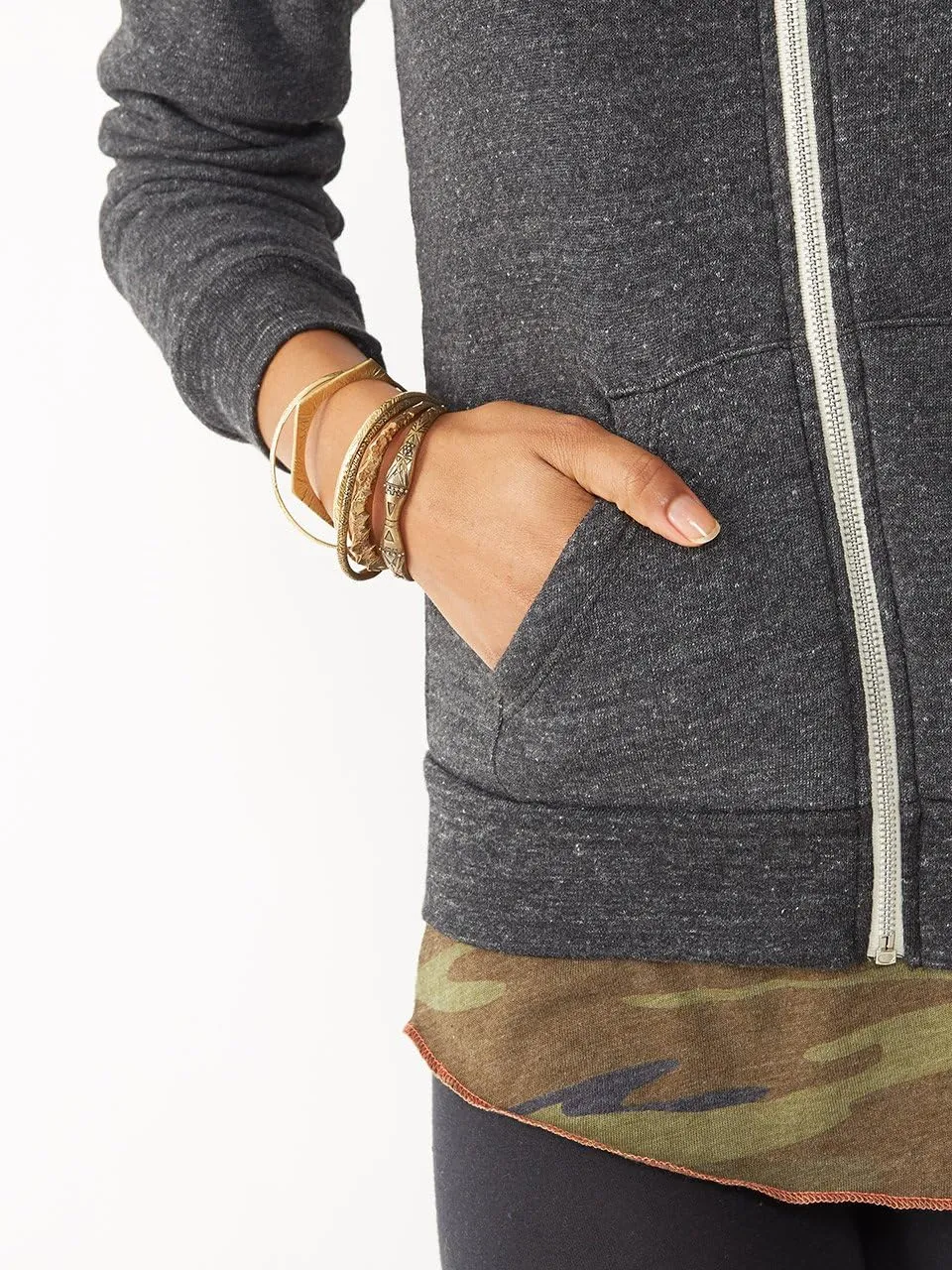 Alternative Women's Zip-Up Hoodie, Eco-Fleece Vintage Adrian Hooded Crewneck