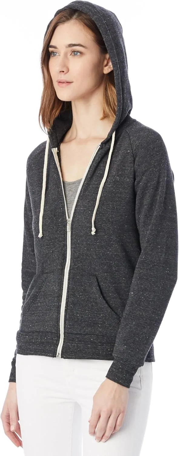 Alternative Women's Zip-Up Hoodie, Eco-Fleece Vintage Adrian Hooded Crewneck