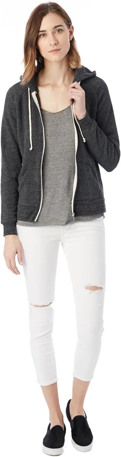 Alternative Women's Zip-Up Hoodie, Eco-Fleece Vintage Adrian Hooded Crewneck