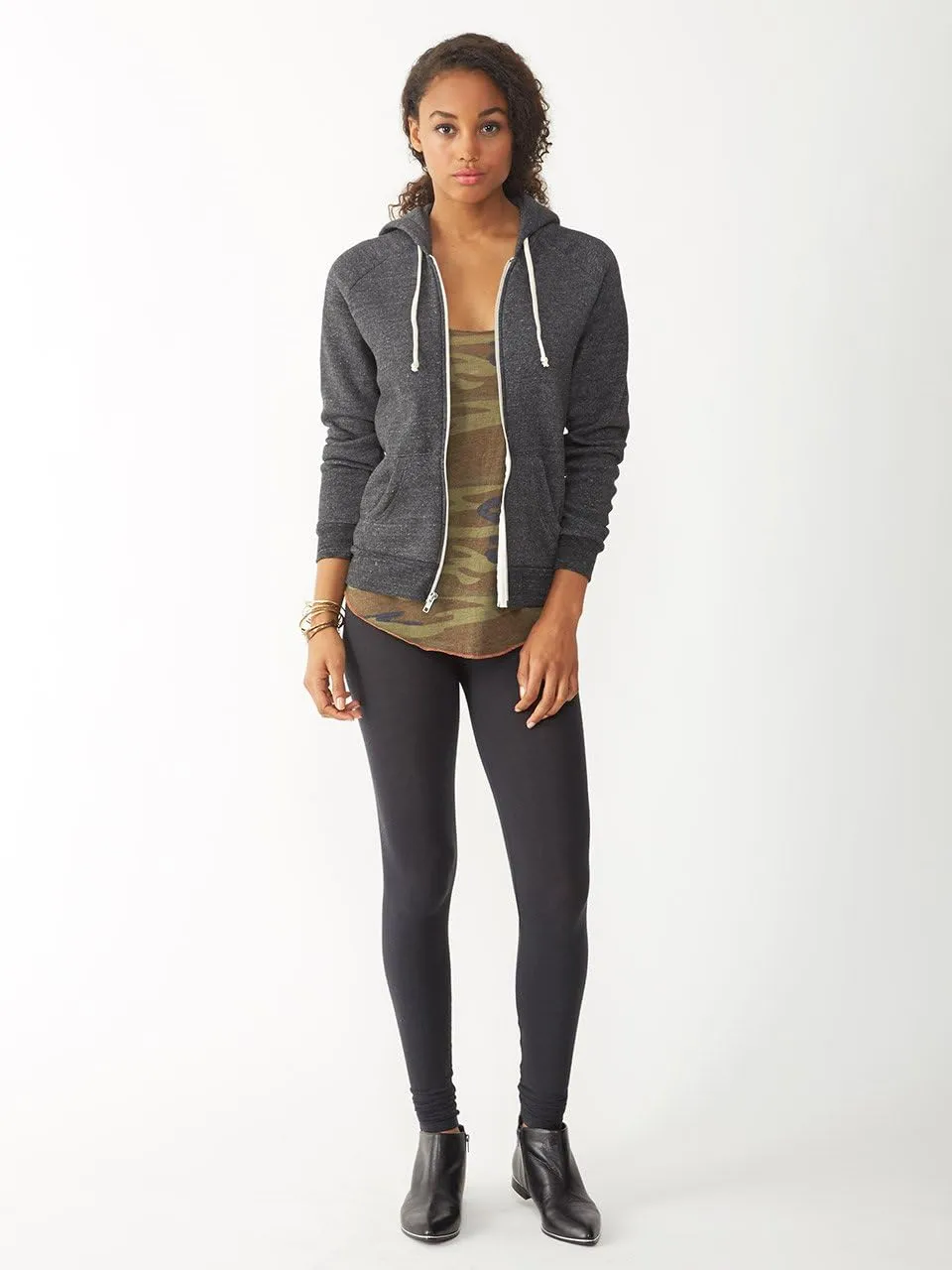 Alternative Women's Zip-Up Hoodie, Eco-Fleece Vintage Adrian Hooded Crewneck