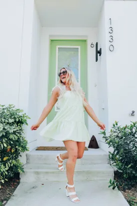 Angelic Ruffle Tiered Sundress - Pastel Green