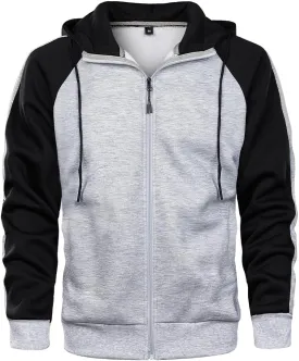 AOTORR Men's Zip Up Hoodie Color Block Long Sleeve Casual Sweatshirt with Pocket
