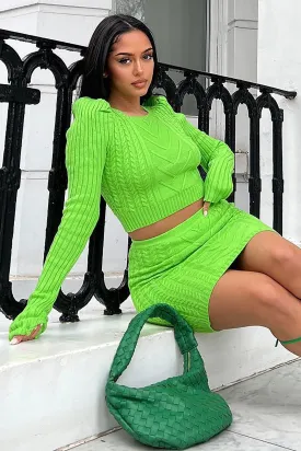 Aubree Sweater Skirt Set - Lime