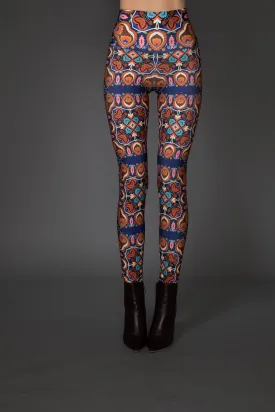 AW - Floral Blue Multi-Colored Patterned Leggings