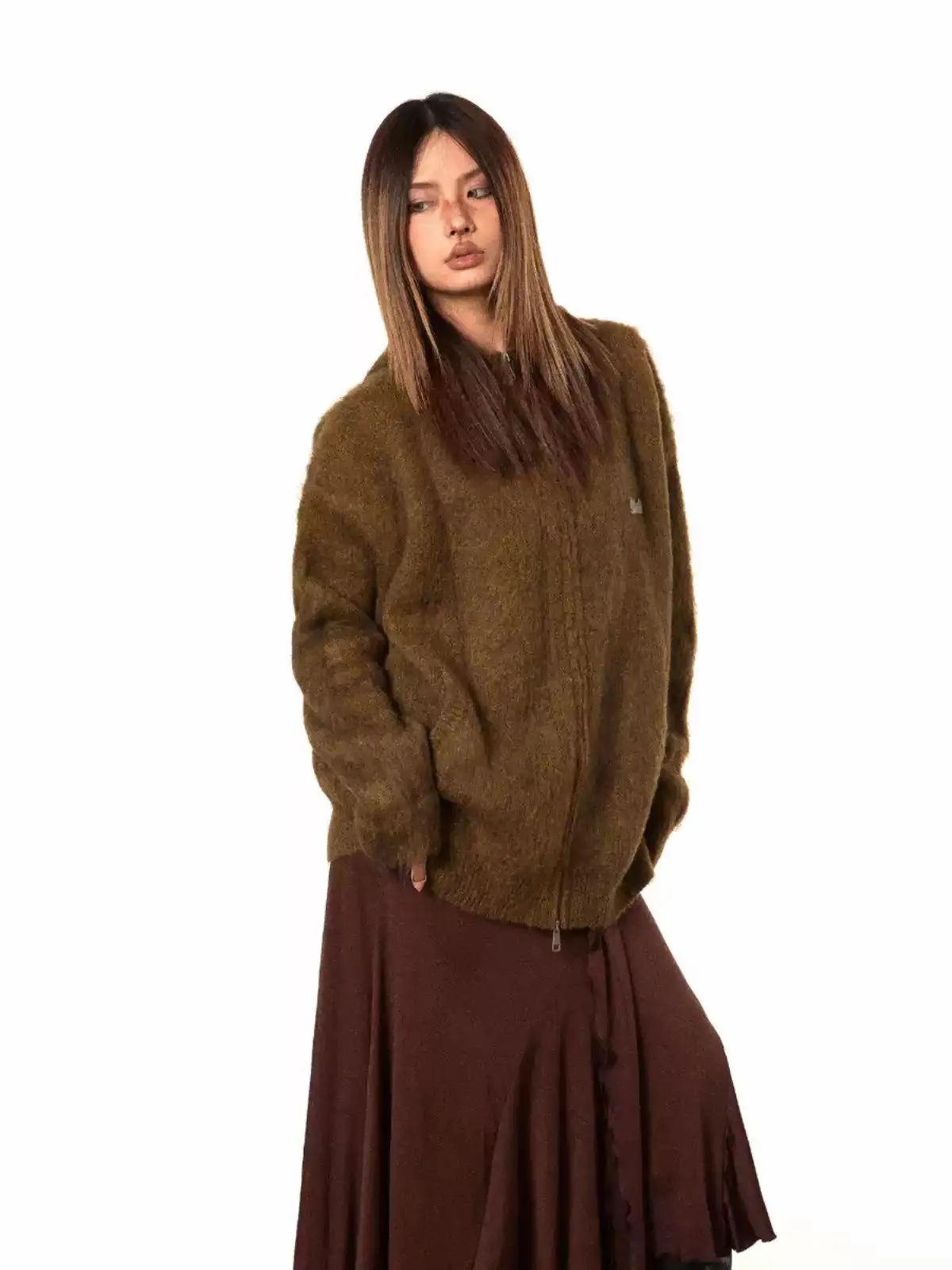 BB Casual Fuzzy Knit Zip-Up Hoodie