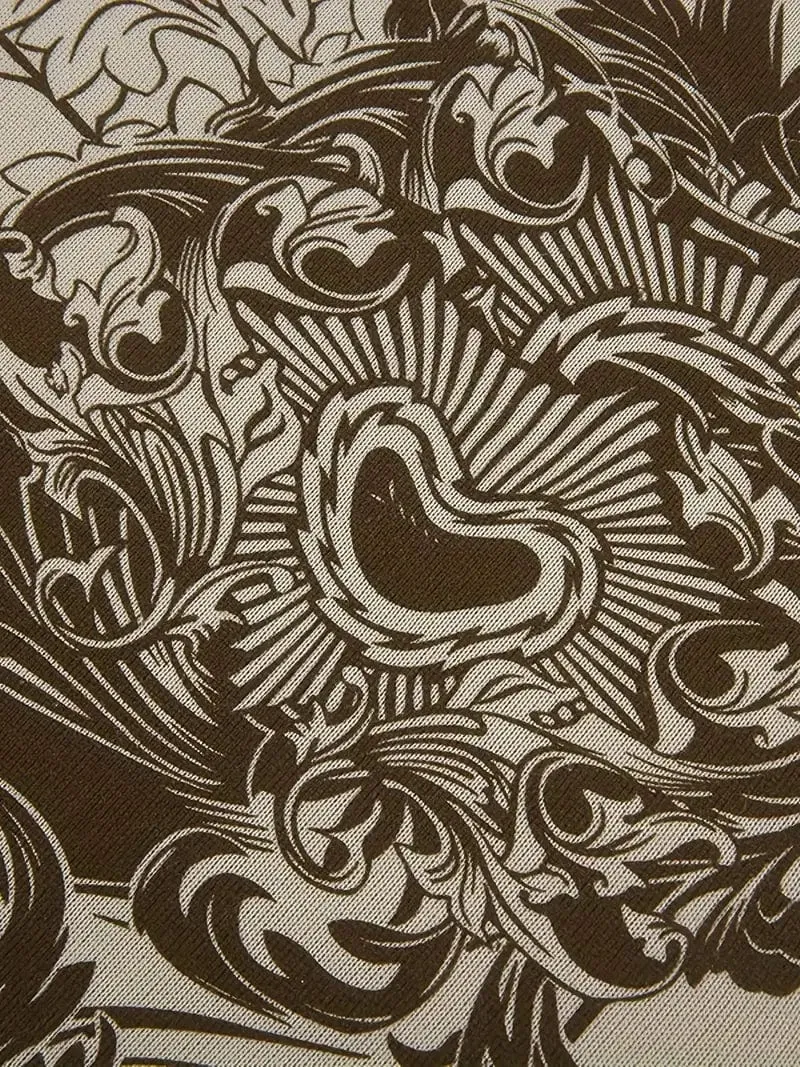 Beige and Brown Floral Zip-Up