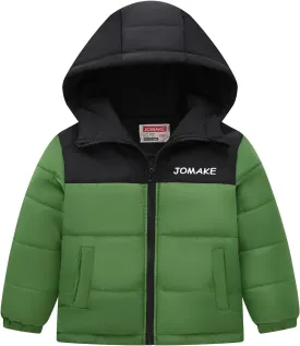 Boys Down Jacket Hood Thick Warm Winter Coat Parka Padded Color Block Outerwear Puffer Water-esistant Jacket