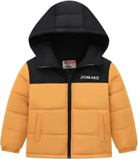 Boys Down Jacket Hood Thick Warm Winter Coat Parka Padded Color Block Outerwear Puffer Water-esistant Jacket