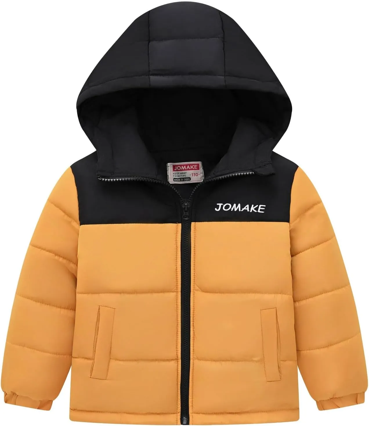 Boys Down Jacket Hood Thick Warm Winter Coat Parka Padded Color Block Outerwear Puffer Water-esistant Jacket