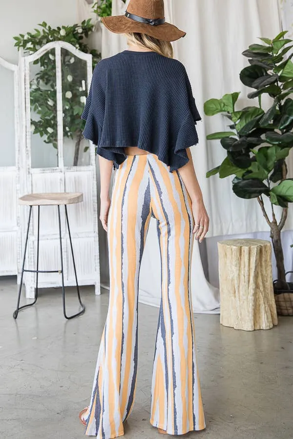 Bucketlist Stripe Print Flare Pants