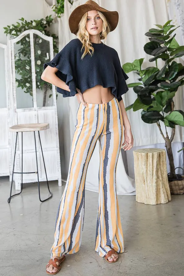 Bucketlist Stripe Print Flare Pants