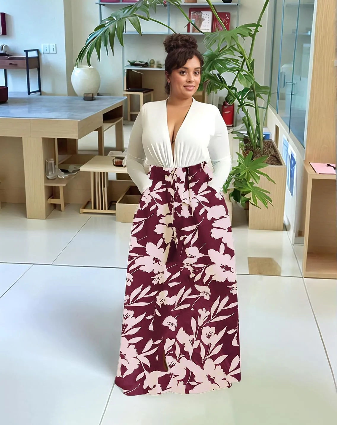 Casual Plus Size Wide Leg Palazzo Pants for Women Lounge High Waist Skirt Pants with Pockets Elastic Waistband