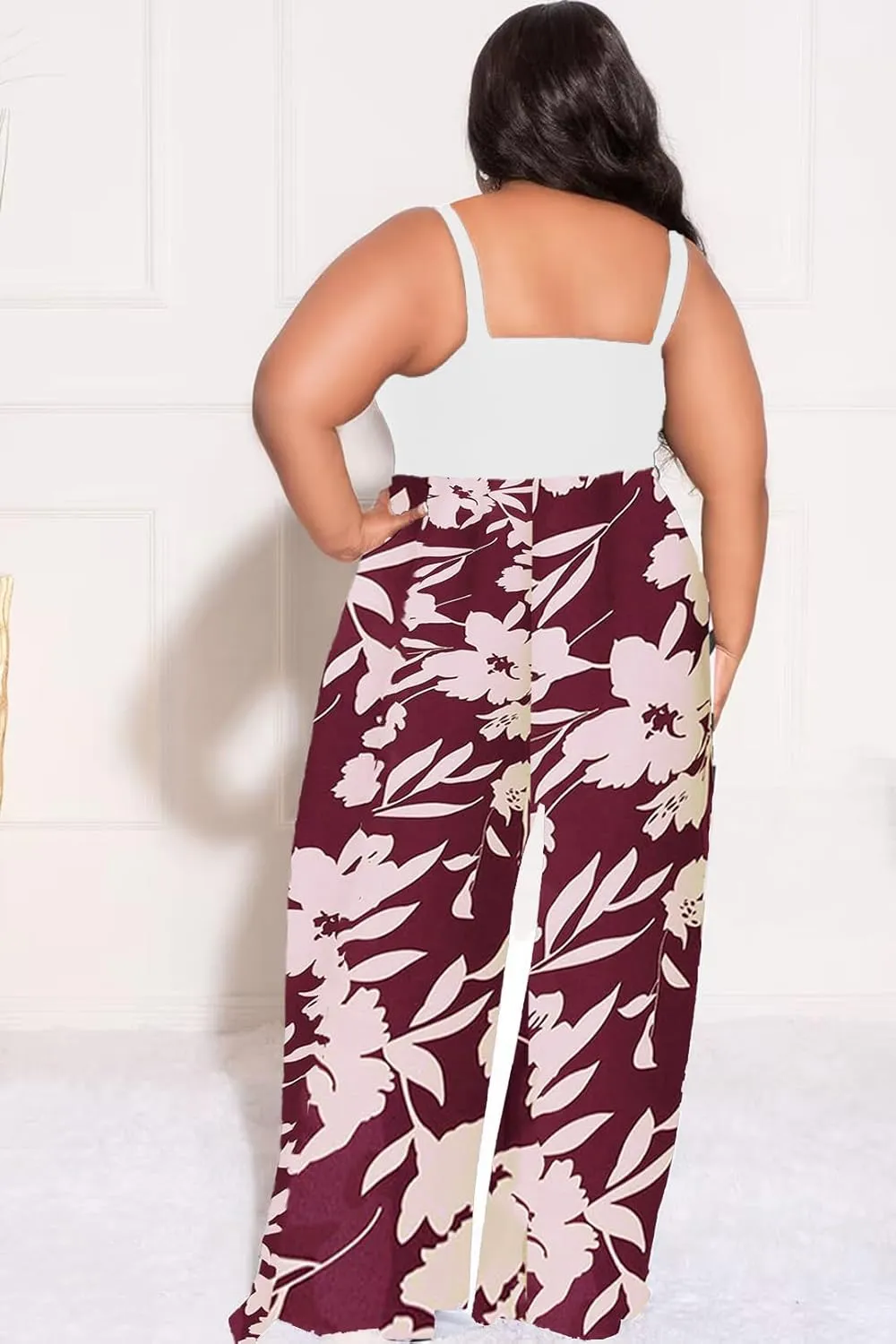 Casual Plus Size Wide Leg Palazzo Pants for Women Lounge High Waist Skirt Pants with Pockets Elastic Waistband