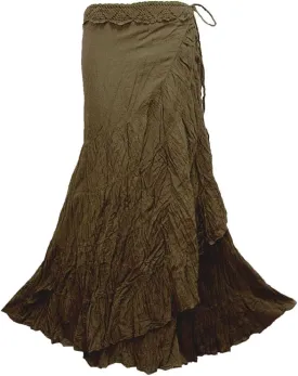 Coconutwoww Women's Crochet Waist Ruffle Wrap Around Long Skirt