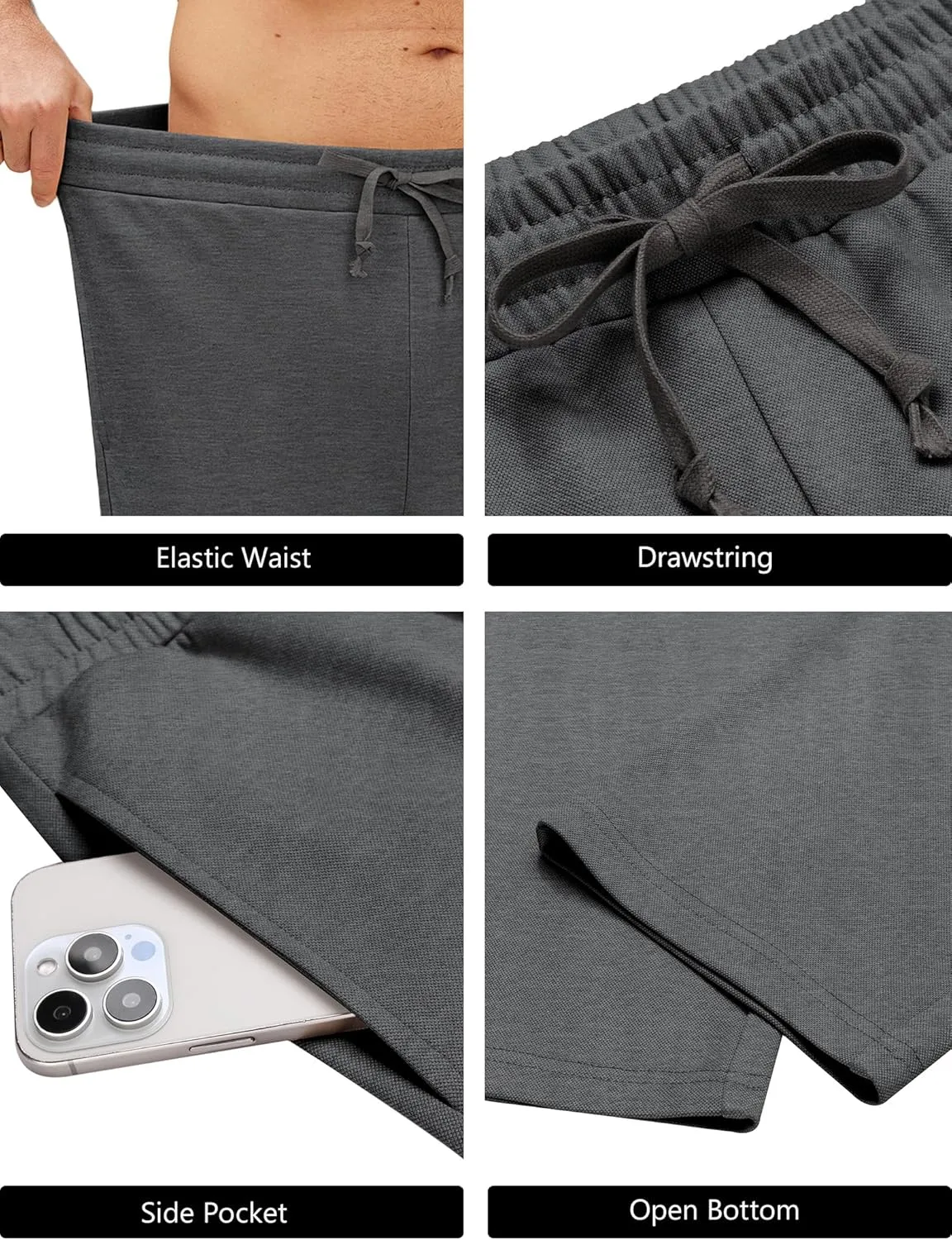 COOFANDY Men's Yoga Pants Casual Elastic Waist Drawstring Jogger Sweatpants Open Bottom Lounge Pants