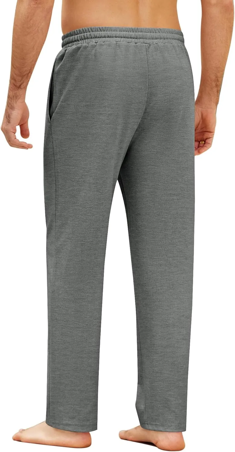 COOFANDY Men's Yoga Pants Casual Elastic Waist Drawstring Jogger Sweatpants Open Bottom Lounge Pants