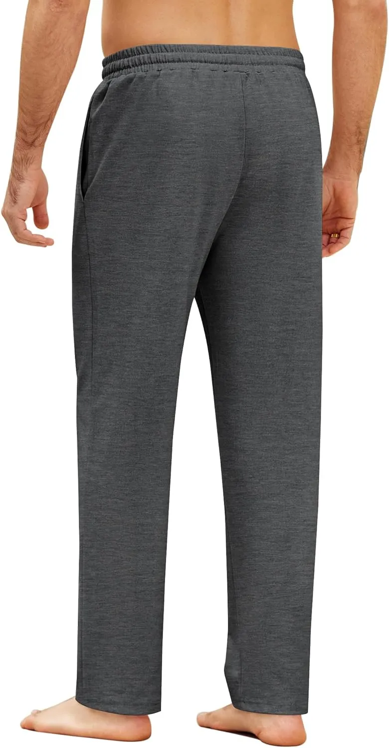 COOFANDY Men's Yoga Pants Casual Elastic Waist Drawstring Jogger Sweatpants Open Bottom Lounge Pants
