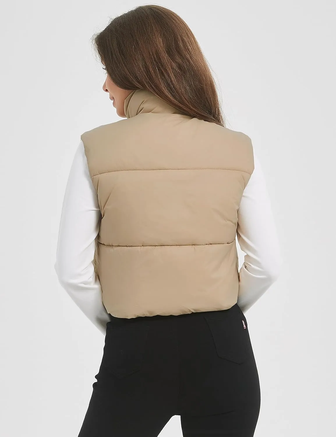 COZYPOIN Cropped Puffer Vest Womens Stand Collar Sleeveless Lightweight Padded Jacket Winter Warm Down Vests Jacket