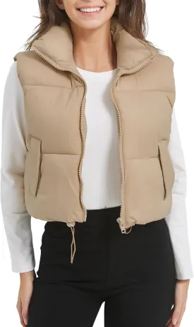 COZYPOIN Cropped Puffer Vest Womens Stand Collar Sleeveless Lightweight Padded Jacket Winter Warm Down Vests Jacket