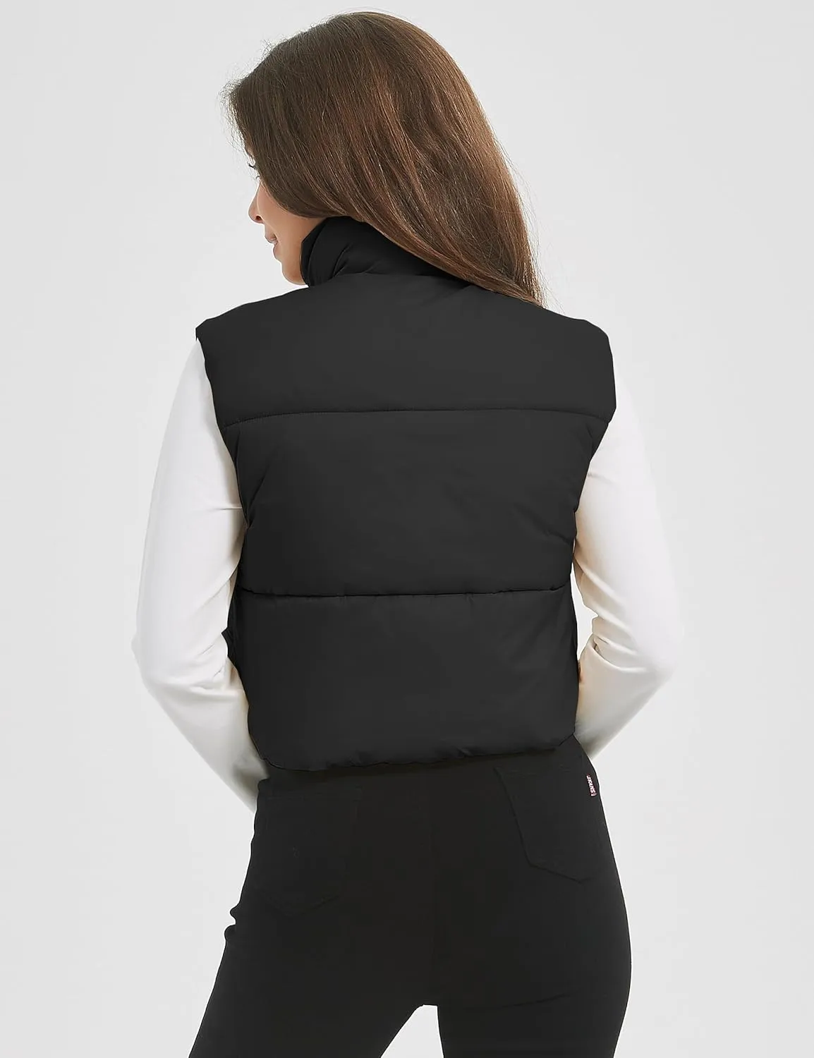 COZYPOIN Cropped Puffer Vest Womens Stand Collar Sleeveless Lightweight Padded Jacket Winter Warm Down Vests Jacket