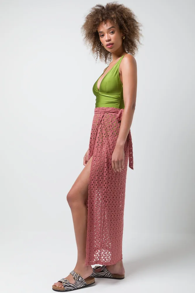 Crochet Wrap Skirt Pink