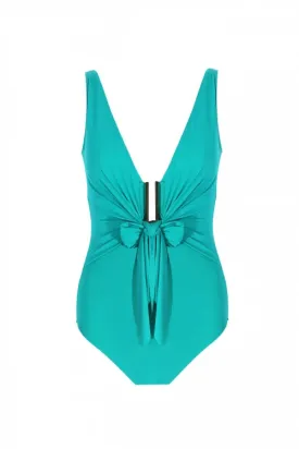 Cut-Out Detail Bow Tie Swimsuit - Blue