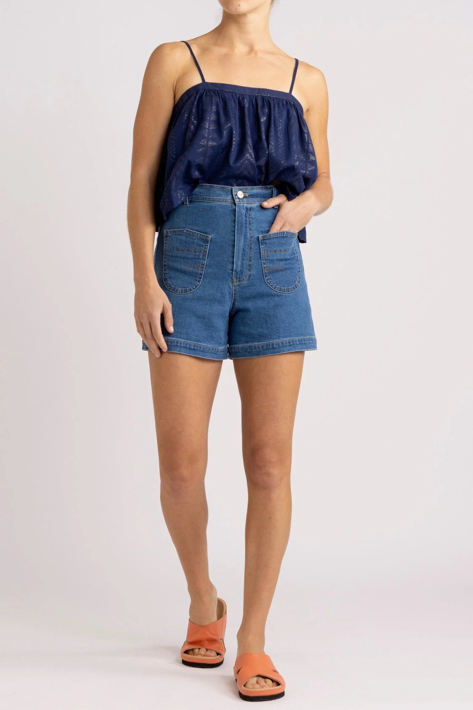 Declan Cotton-Viscose Cami with Metallic Print