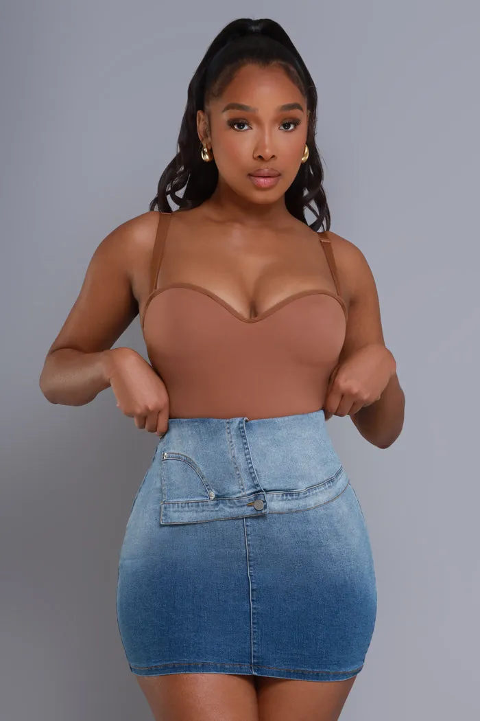 Finally Out Denim Mini Skirt - Ombre Blue