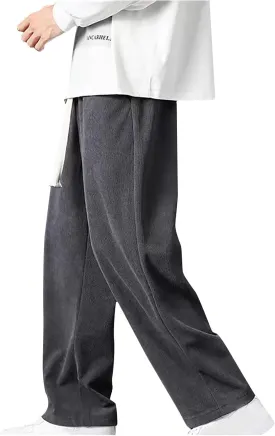 Finelylove Mens Corduroy Pants Loose Fit Straight Leg Sweatpants Lightweight Vintage Casual Pants Elastic Waist Trousers