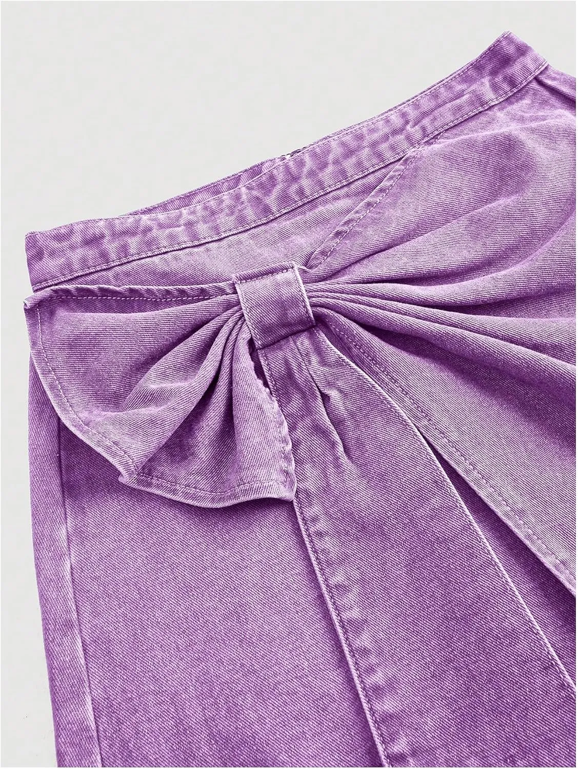 Floerns Women's Plus Size High Waist Denim Skirt Wrap Front Bow Bodycon Mini Skirt