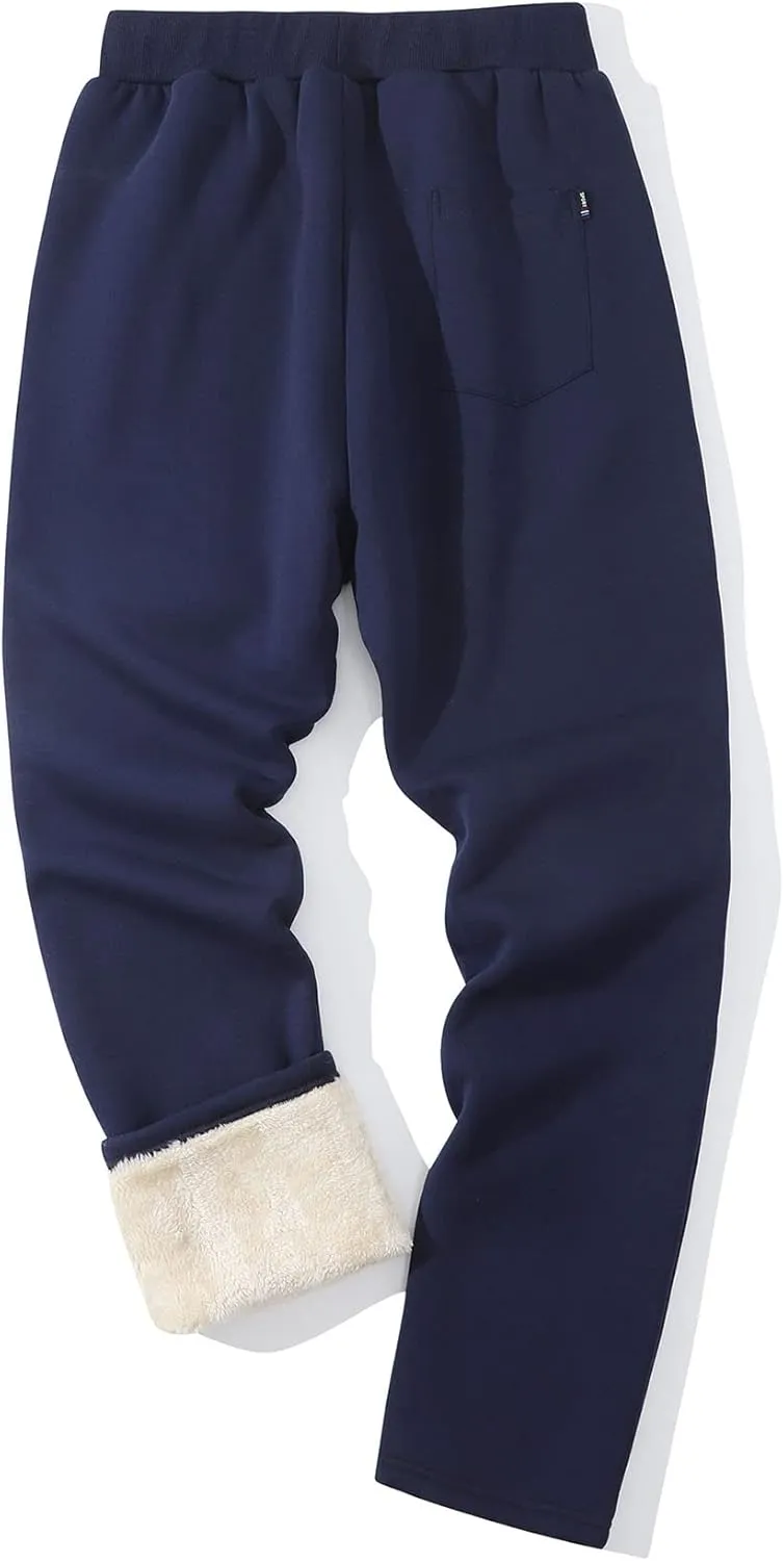 Flygo Men's Winter Warm Fleece Jogger Pants Sherpa Lined Sweatpants Active Track Pants