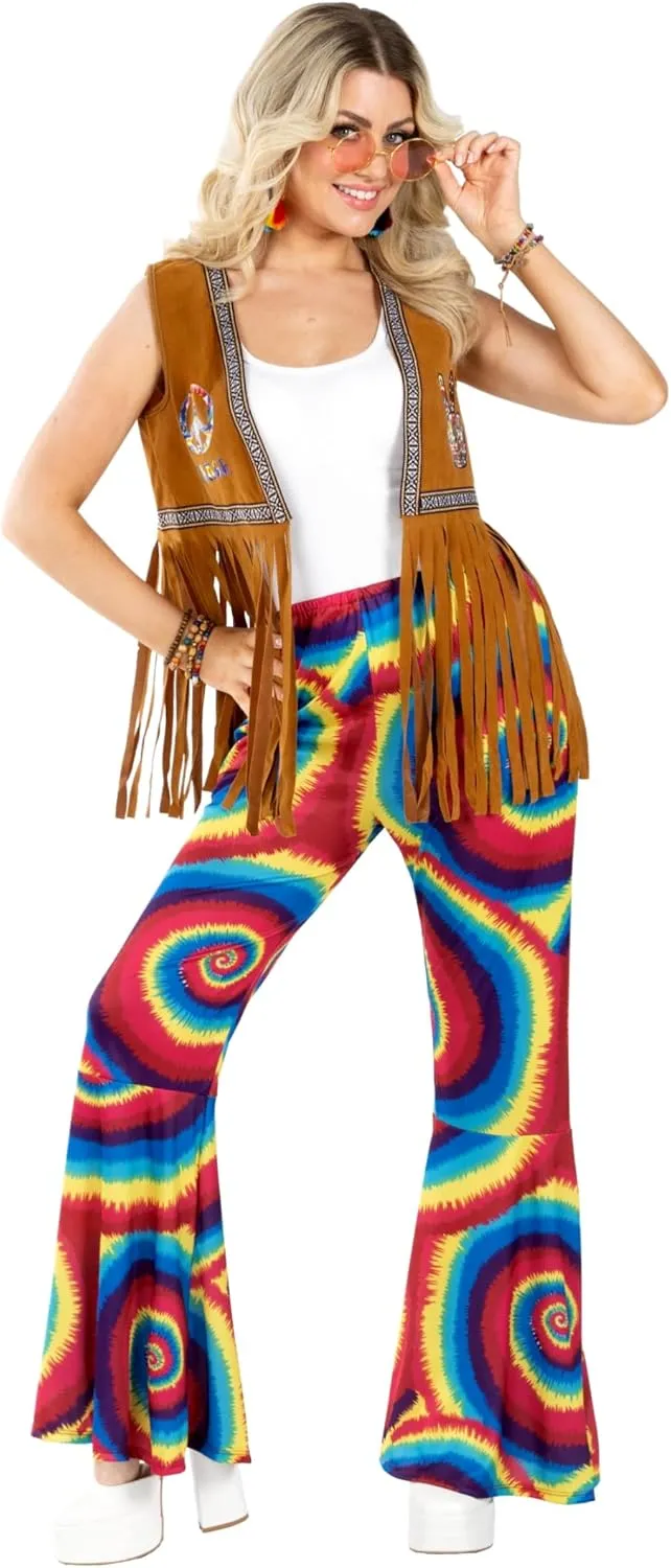 fun shack Hippie Costume Pants for Women, 70s Bell Bottoms, Retro Hippie Outfit, Festival Wear, Boho Style