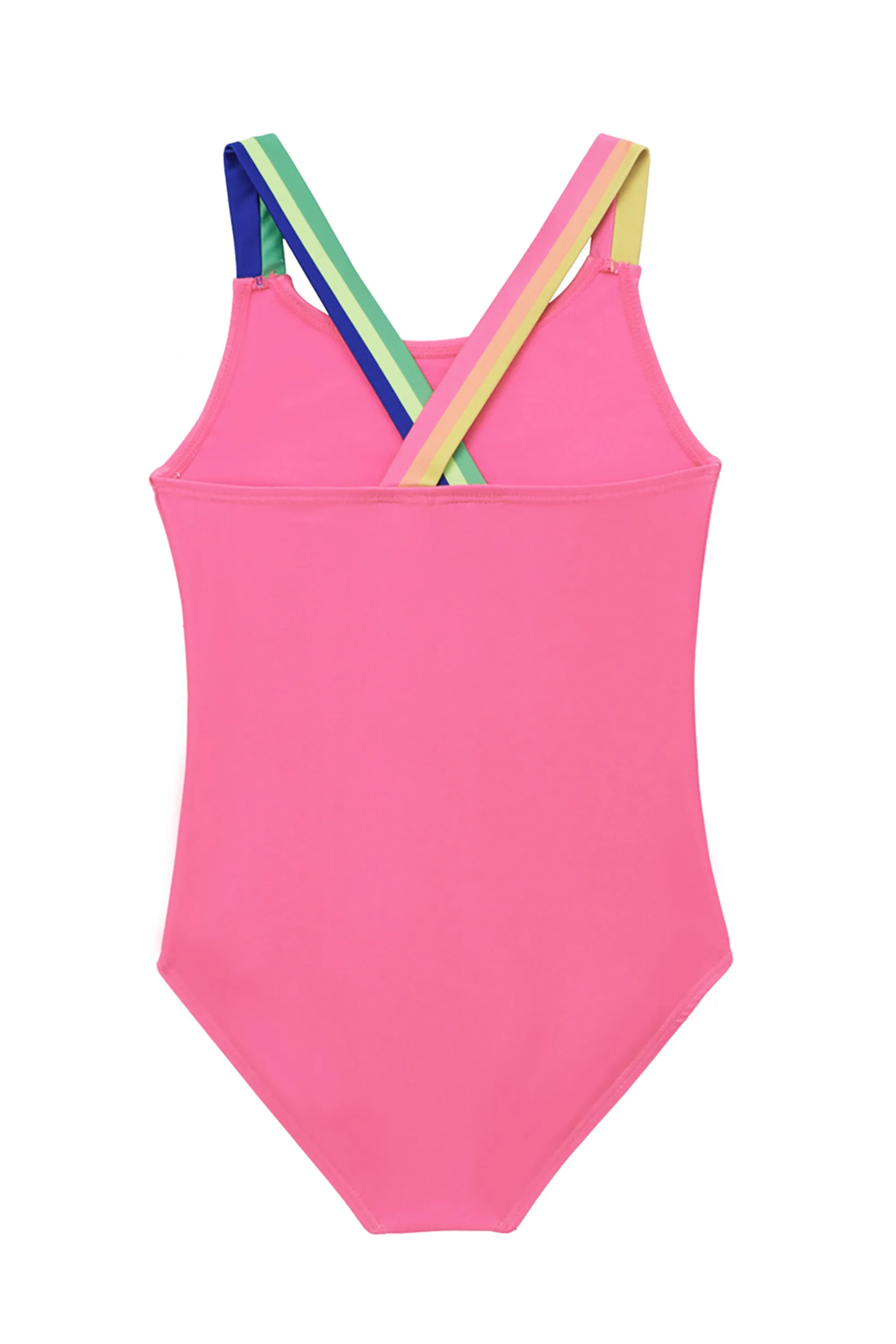 Girls One Piece Swimsuit Neon Pink Bathing Suit