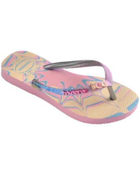 Girls Slim Glitter Trendy Flip Flops in Pink Glow