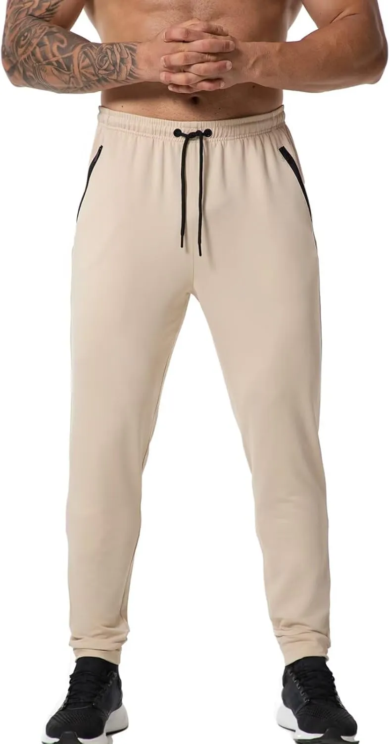 GYMELITE Men's Gym Sweatpants Workout Joggers Active Athletic Jogger Pants with Zipper Pockets Casual Running Track Pants