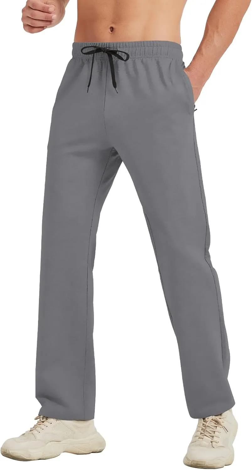 Idtswch 30/32/34/36/38/40 Long Inseam Mens Tall Sweatpants Open Bottom Joggers Athletic Yoga Pants with Pockets