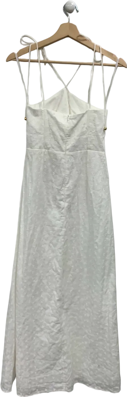 Indikah White Embroidered Sundress with Ruffle Detail UK 10