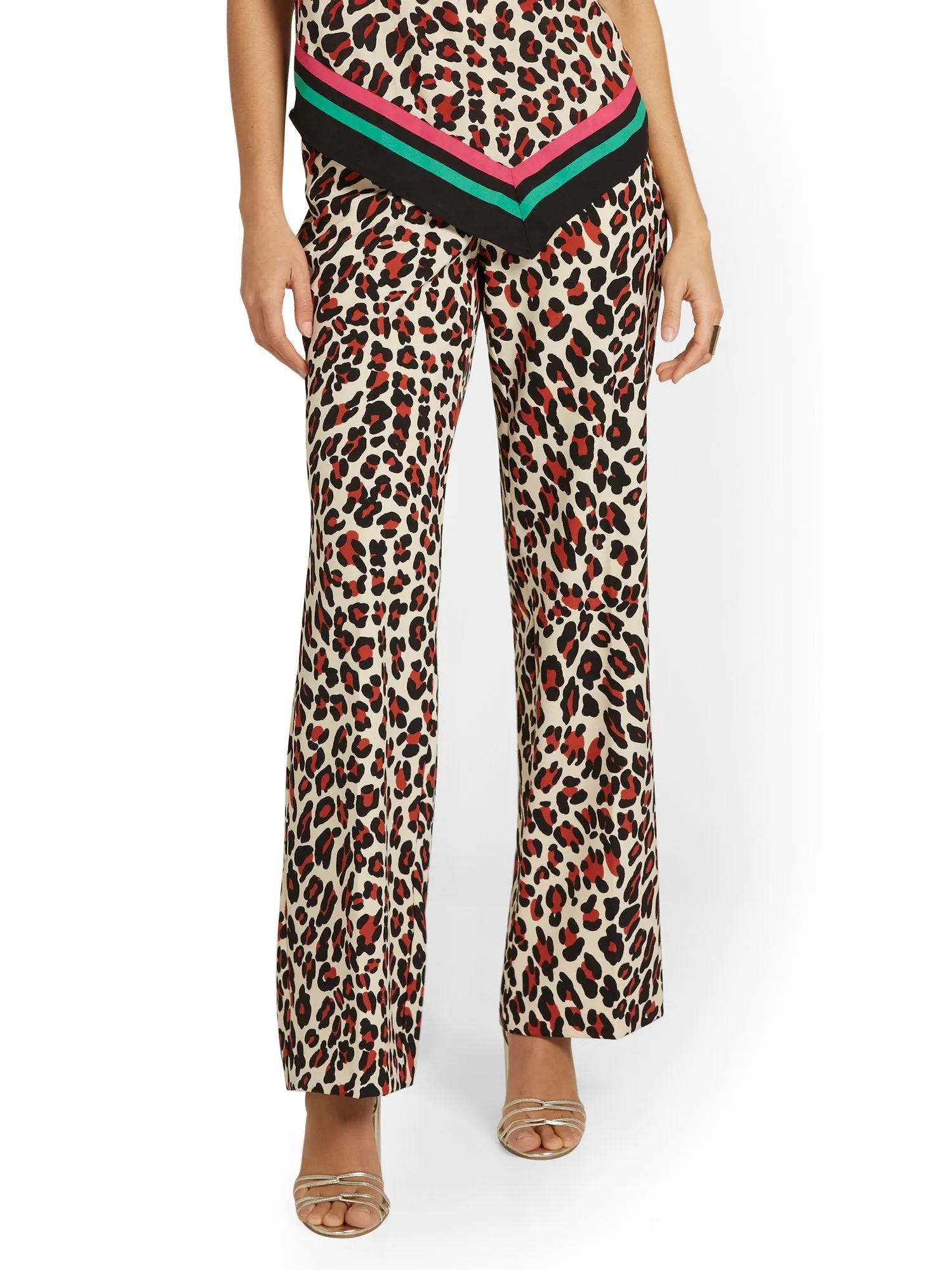 Leopard-Print Tie-Waist Palazzo Pant
