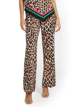 Leopard-Print Tie-Waist Palazzo Pant