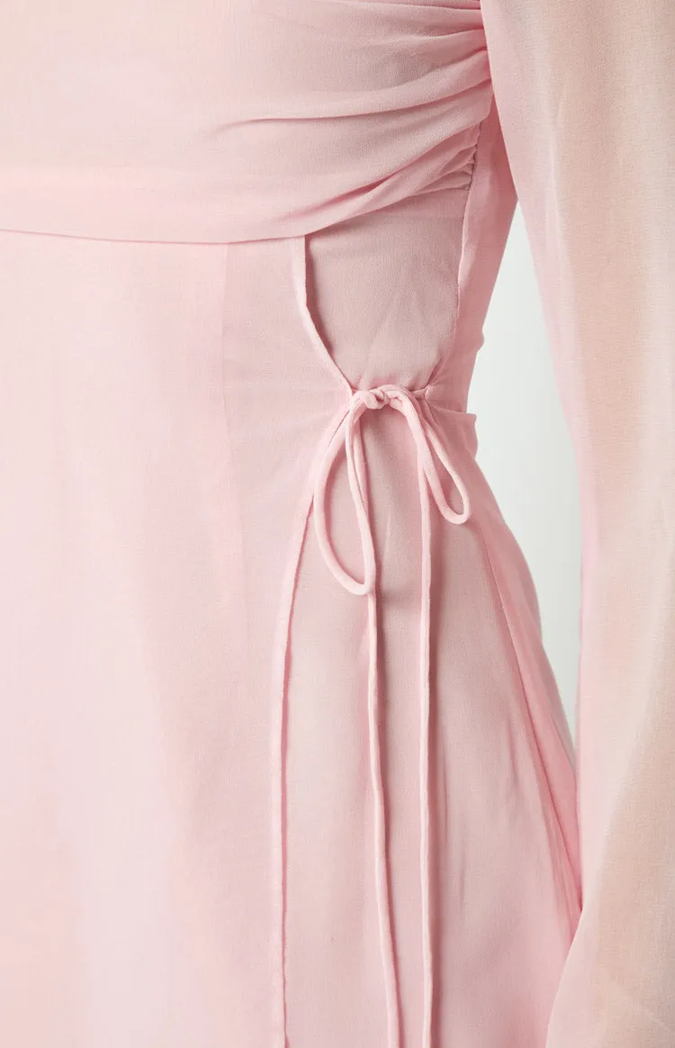 Lucy Baby Pink Long Sleeve Mini Dress