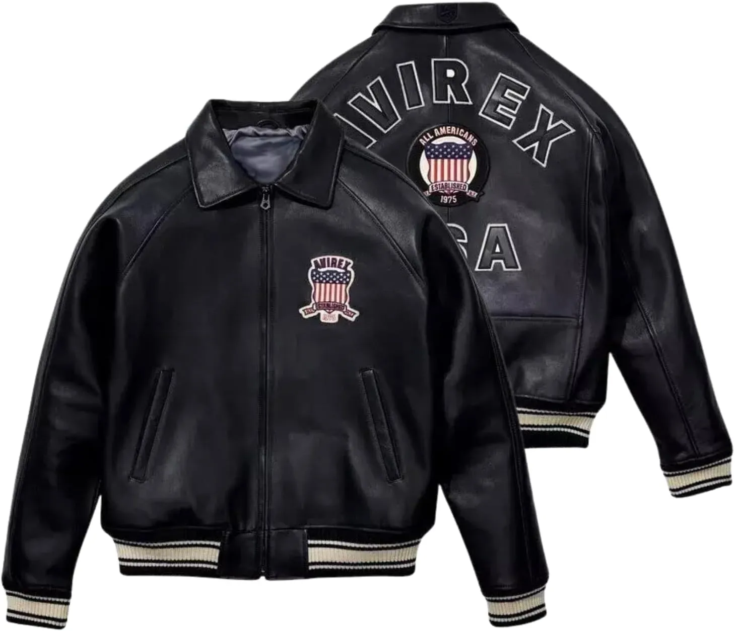 Men pilot Shirt Style Avirex real leather jacket|iconic Air force flying bomber jacket for Men(replica)