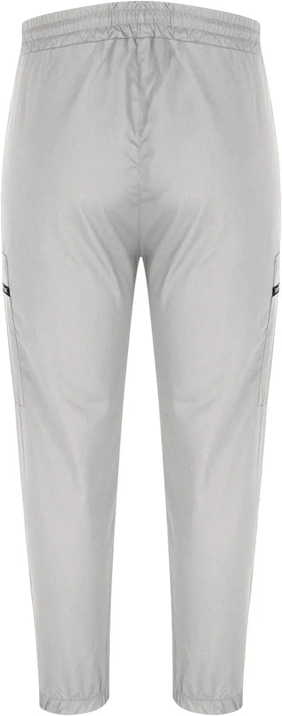 Men's Casual Cargo Pants Drawstring Elastic Waist Joggers Sweatpants Solid Color Multiple Pockets Hiking Trousers