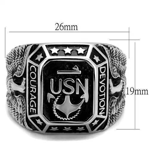 Mens Usn Courage Ring Stainless Steel Epoxy Navy Ring